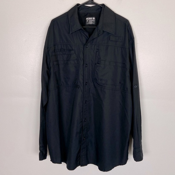 Reel Legend Men's Fishing Shirt Sz XL Black Outdoor Vented Roll Tab Long Sleeve - Picture 1 of 10